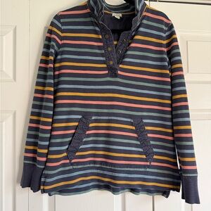 L.L. Bean Multicolor Striped Zip Up Sweater